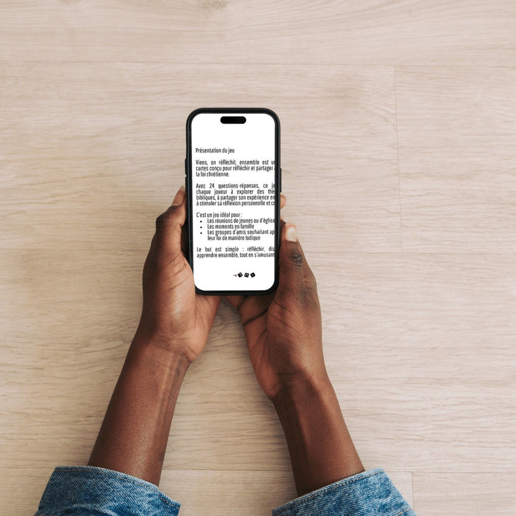 Viens, on réfléchit, ensemble — Jeu de cartes chrétien (version PDF téléchargeable)