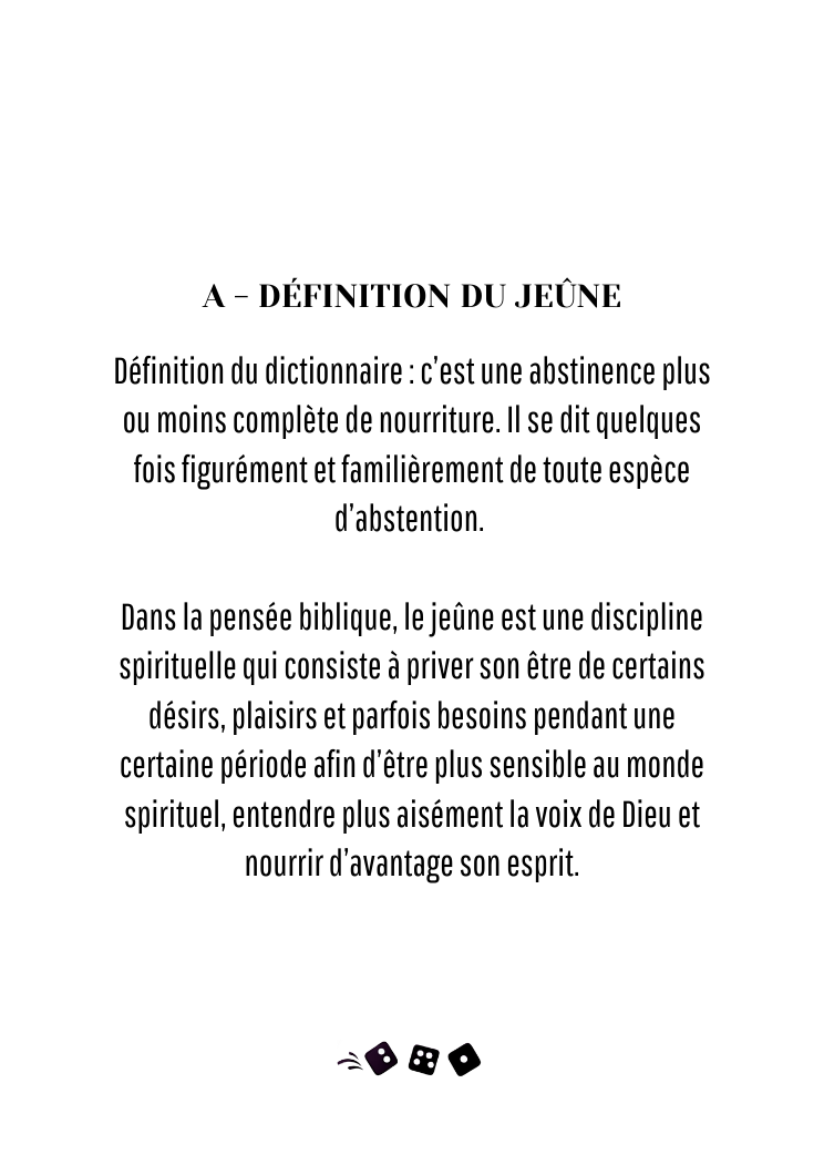 Jeu de cartes, "Viens je te présente, le jeûne"